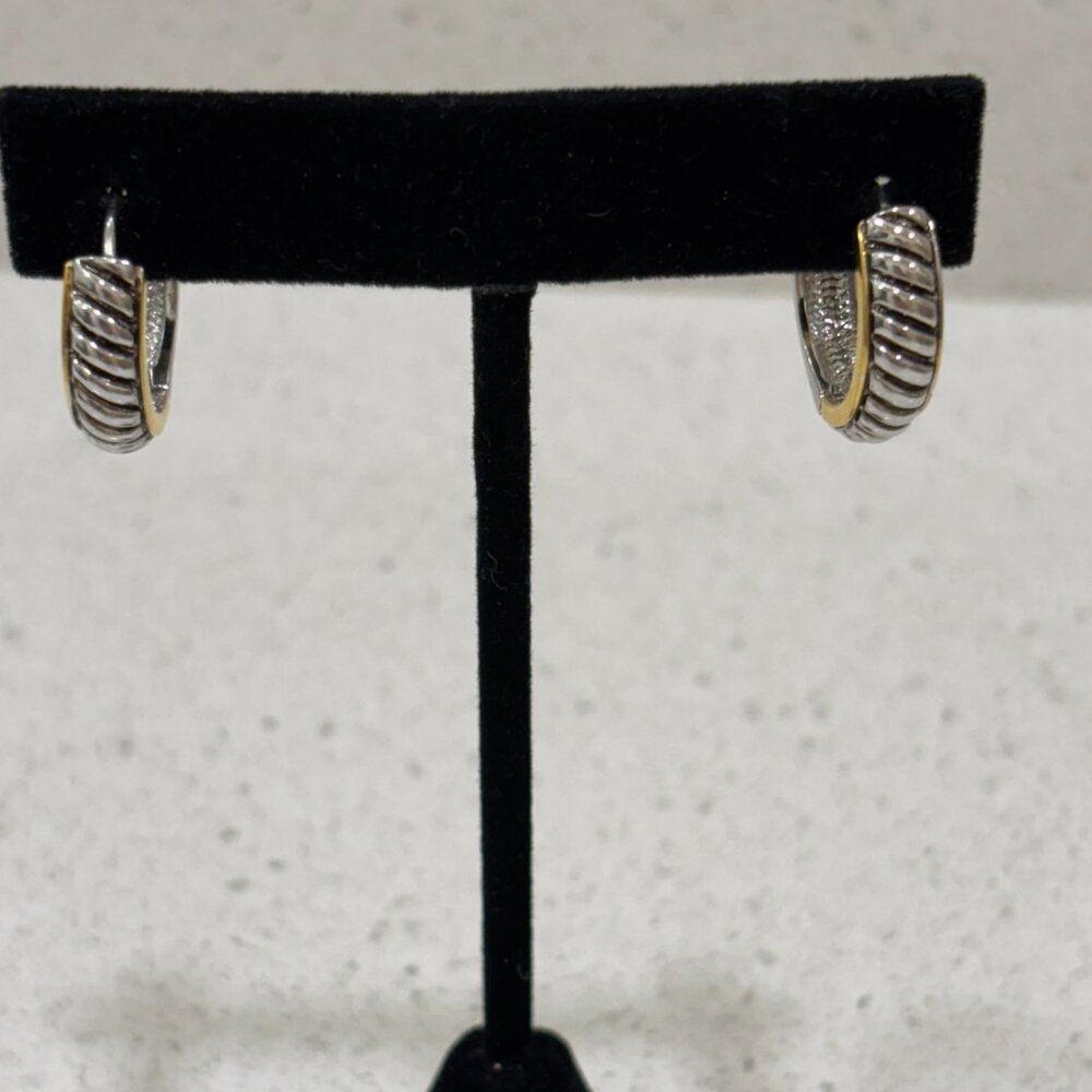2 Tone Huggie Earrings